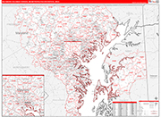 Baltimore-Columbia-Towson Metro Area Wall Map Red Line Style